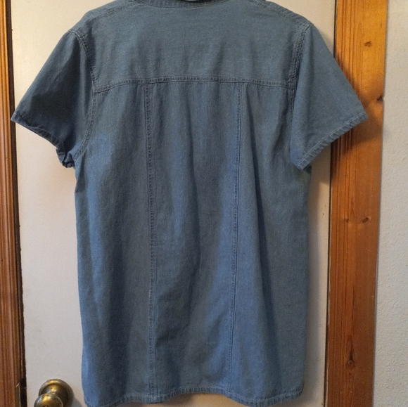 OH! MAMMA Women's Size Medium Blue Blouse Button Up Blue Jean W30 - Picture 3 of 4